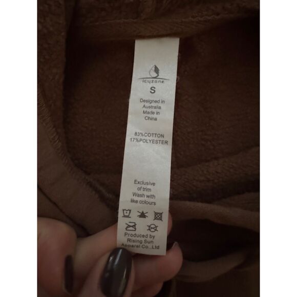 Icyzone Oversized Cozy Hooded Sweatshirt, S, Mocha Mousse. - Picture 3 of 5